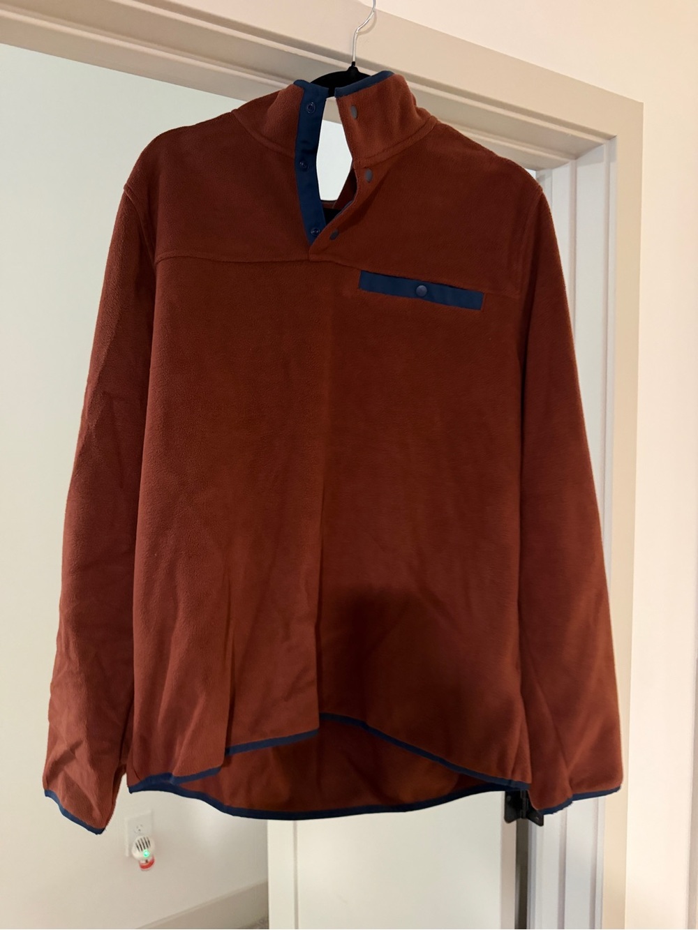 32 Degrees Burnt Orange Fleece Pullover with Navy Trim